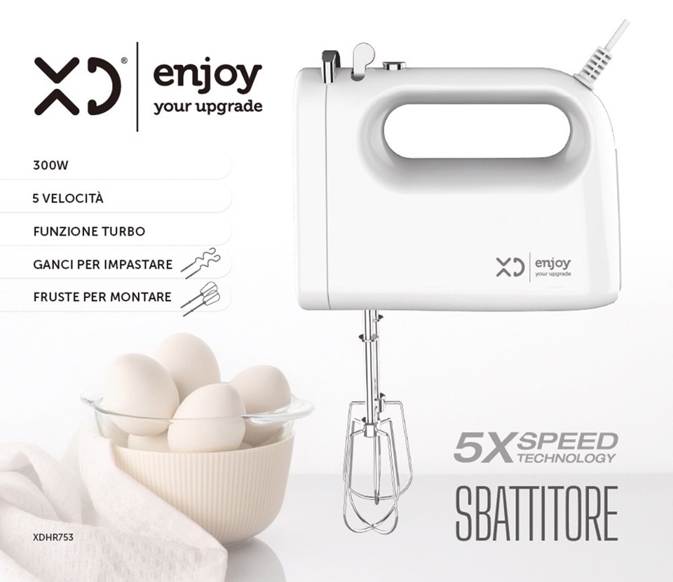 XD Enjoy XDHR753 sbattitore Sbattitore manuale 300 W Grigio, Bianco