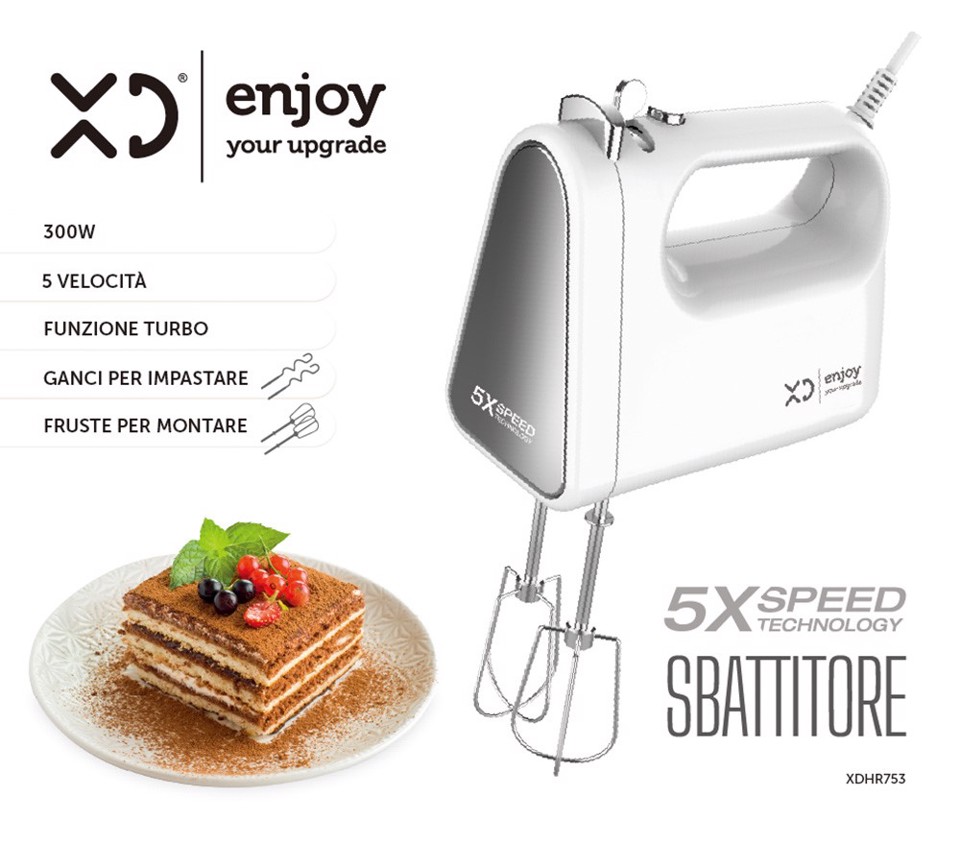 XD Enjoy XDHR753 sbattitore Sbattitore manuale 300 W Grigio, Bianco