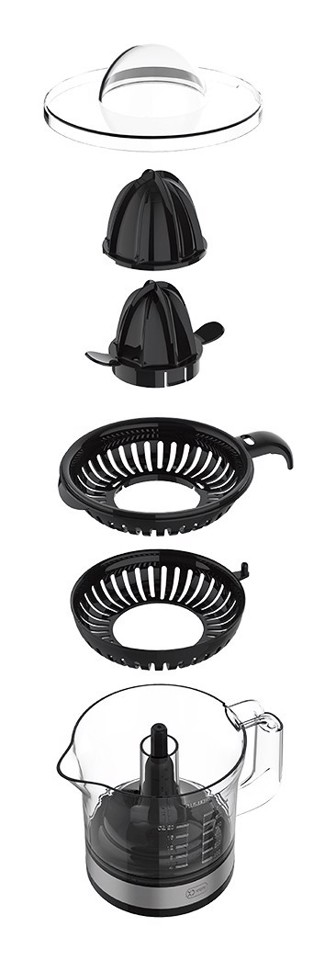 XD Enjoy XDHR866 spremiagrumi elettrico 0,6 L 30 W Nero, Acciaio inox, Trasparente