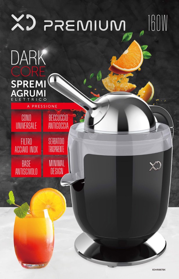 XD Premium XDHR887BK spremiagrumi elettrico 160 W Nero, Acciaio inox
