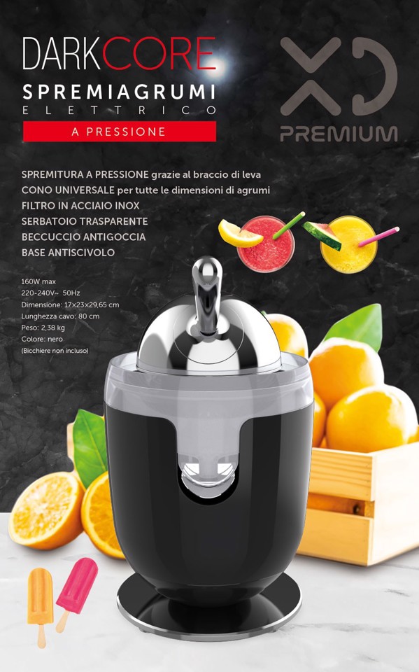 XD Premium XDHR887BK spremiagrumi elettrico 160 W Nero, Acciaio inox