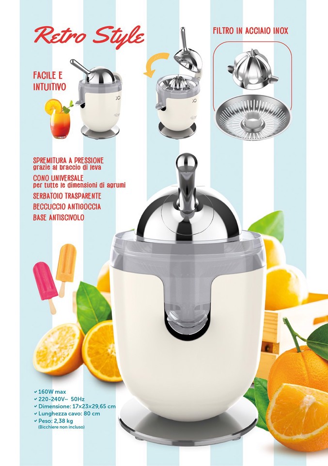 XD Vintage XDHR887CR spremiagrumi elettrico 160 W Avorio, Acciaio inox