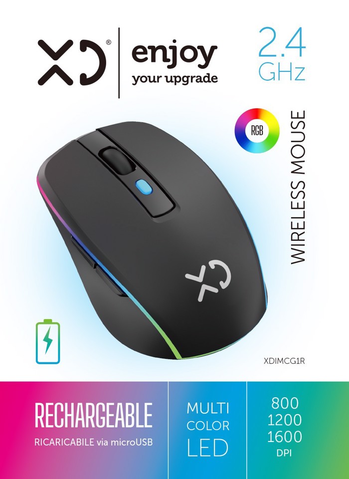 XD Enjoy XDIMCG1R mouse Ufficio Ambidestro USB tipo A 1600 DPI