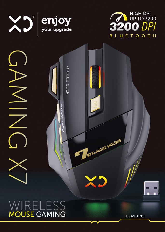 XD Gaming XDIMCX7BT mouse Gaming Mano destra Bluetooth 3200 DPI
