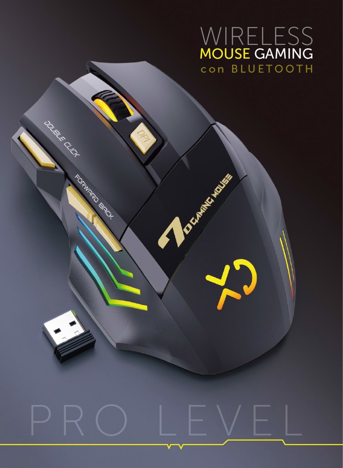 XD Gaming XDIMCX7BT mouse Gaming Mano destra Bluetooth 3200 DPI