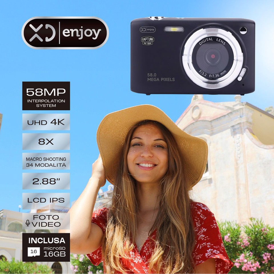 XD Enjoy XDJRK35BLK fotocamera digitale 1/4" Fotocamera compatta 58 MP CMOS 8792 x 6594 Pixel Nero, Argento