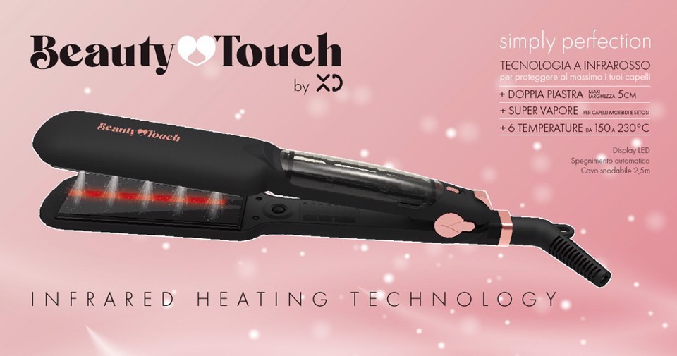 XD Enjoy XDKR090 messa in piega Piastra per capelli Vapore Nero, Rosa 185 W 2,5 m