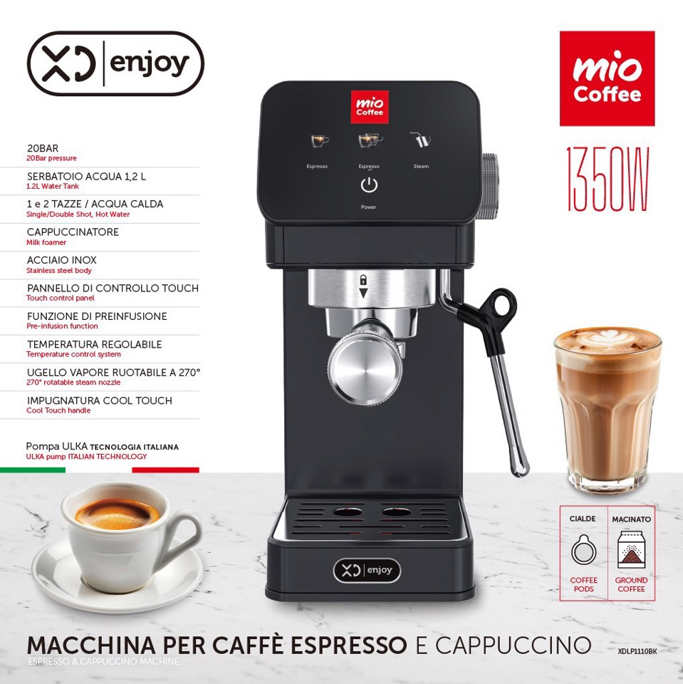 XD Enjoy XDLP1110BK macchina per caffè Automatica/Manuale Macchina per espresso 1,2 L