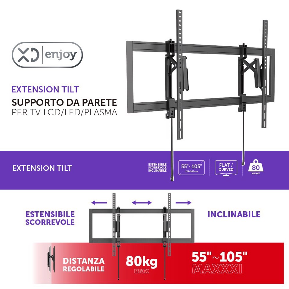 XD Enjoy XDLUM610 Supporto TV a parete 2,67 m (105") Nero