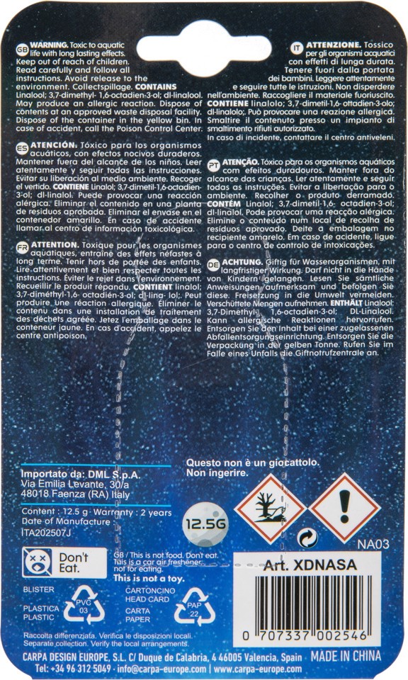 XD Enjoy XDNASA deodorante per auto Deodorante da auto con ventosa
