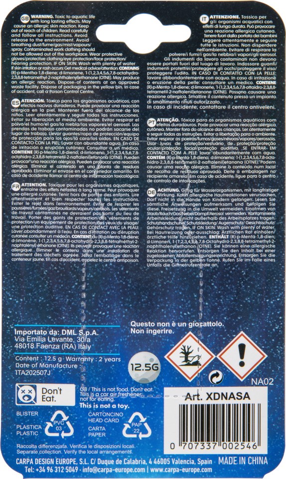XD Enjoy XDNASA deodorante per auto Deodorante da auto con ventosa