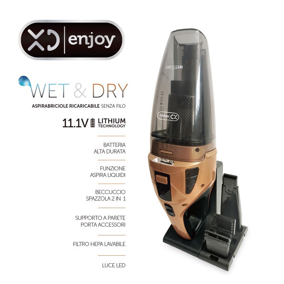 XD Enjoy XDNY111 aspirapolvere senza filo Rame, Grigio Senza sacchetto