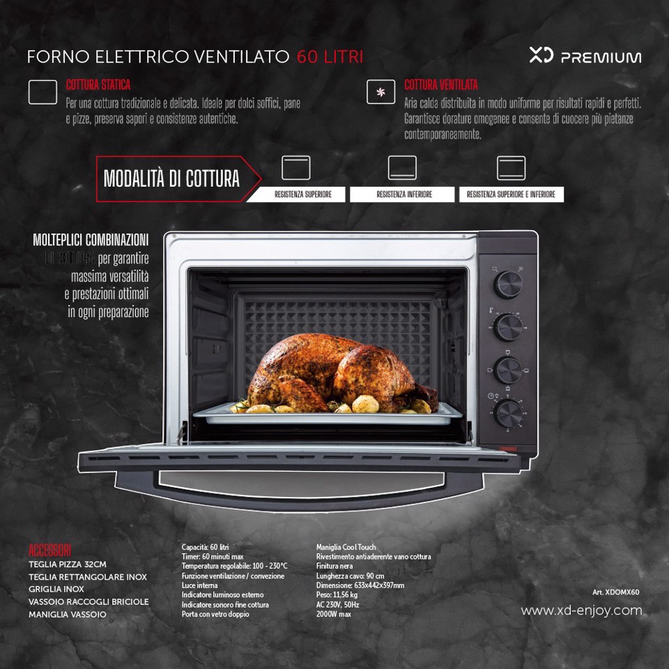 XD Enjoy XDOMX60 forno 60 L 2000 W Nero