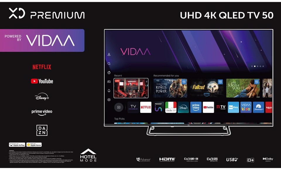 XD Enjoy XDP55VQU1ESAT TV 139,7 cm (55") 4K Ultra HD Smart TV Wi-Fi Nero 250 cd/m²