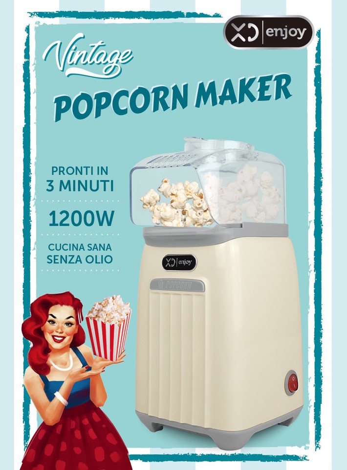 XD Vintage XDPCM88CR macchina per popcorn Crema (colore) 3 min 1200 W
