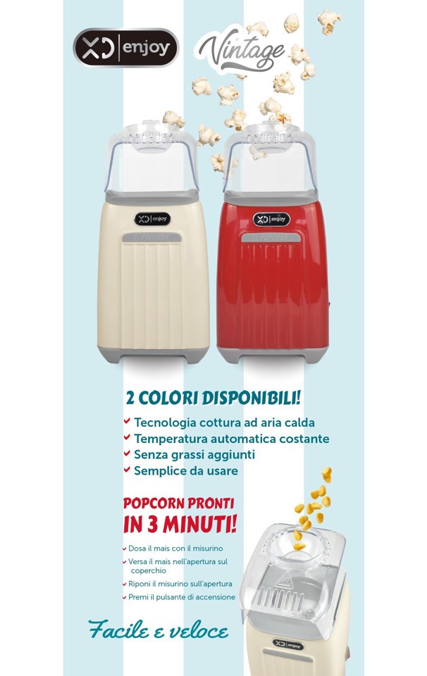 XD Vintage XDPCM88CR macchina per popcorn Crema (colore) 3 min 1200 W