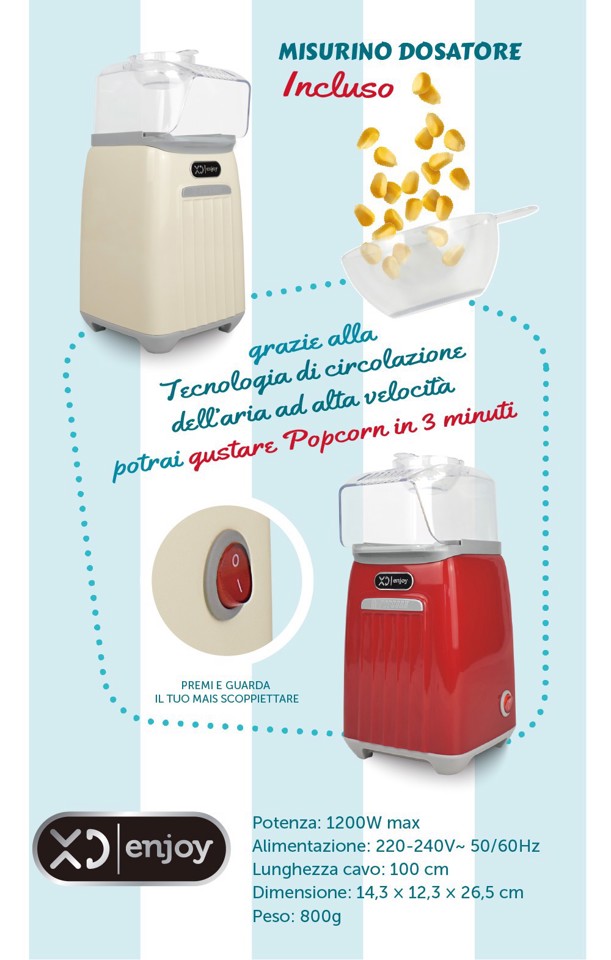 XD Vintage XDPCM88CR macchina per popcorn Crema (colore) 3 min 1200 W