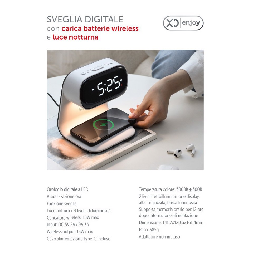XD Enjoy XDSFE40WHT sveglia Sveglia digitale Bianco