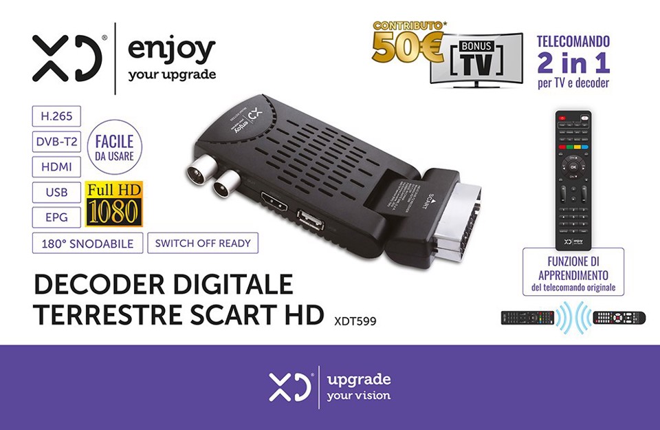 XD Enjoy XDT599 set-top box TV Terrestre Full HD Nero