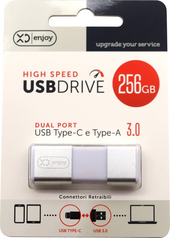 XD Enjoy XDUK200 unità flash USB 256 GB USB Type-A / USB Type-C 3.2 Gen 1 (3.1 Gen 1) Argento