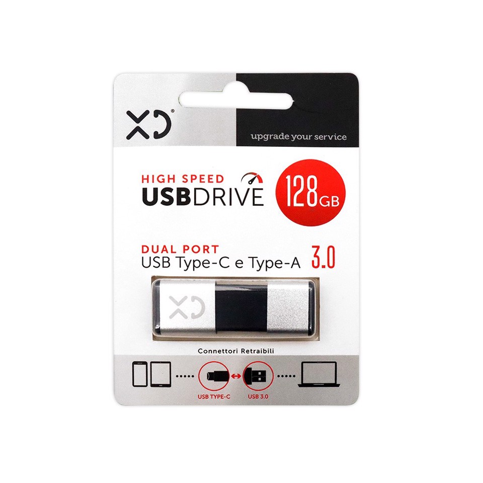 XD Enjoy XDUK999 unità flash USB 128 GB USB Type-A / USB Type-C 3.0 Argento