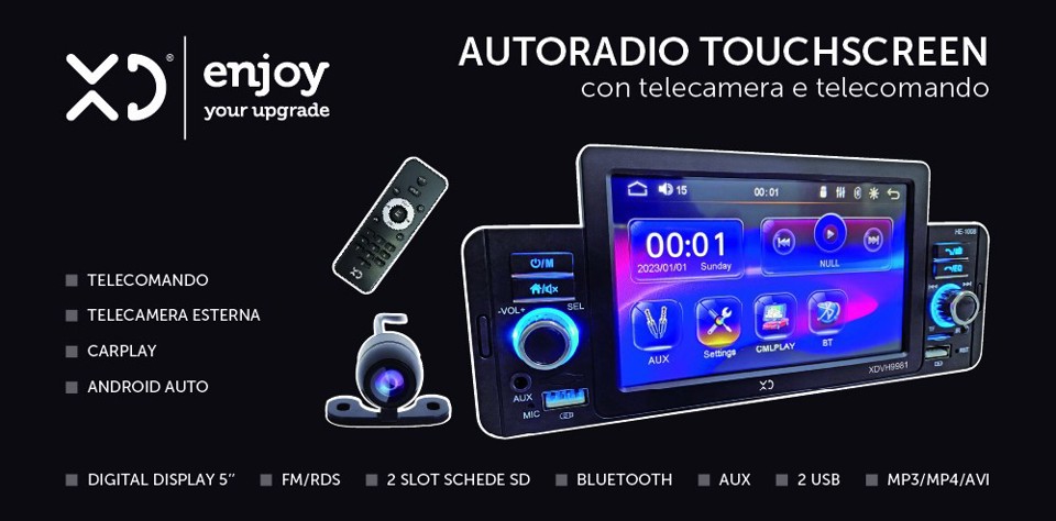 XD Enjoy XDVH9981 Ricevitore multimediale per auto Nero 100 W Bluetooth