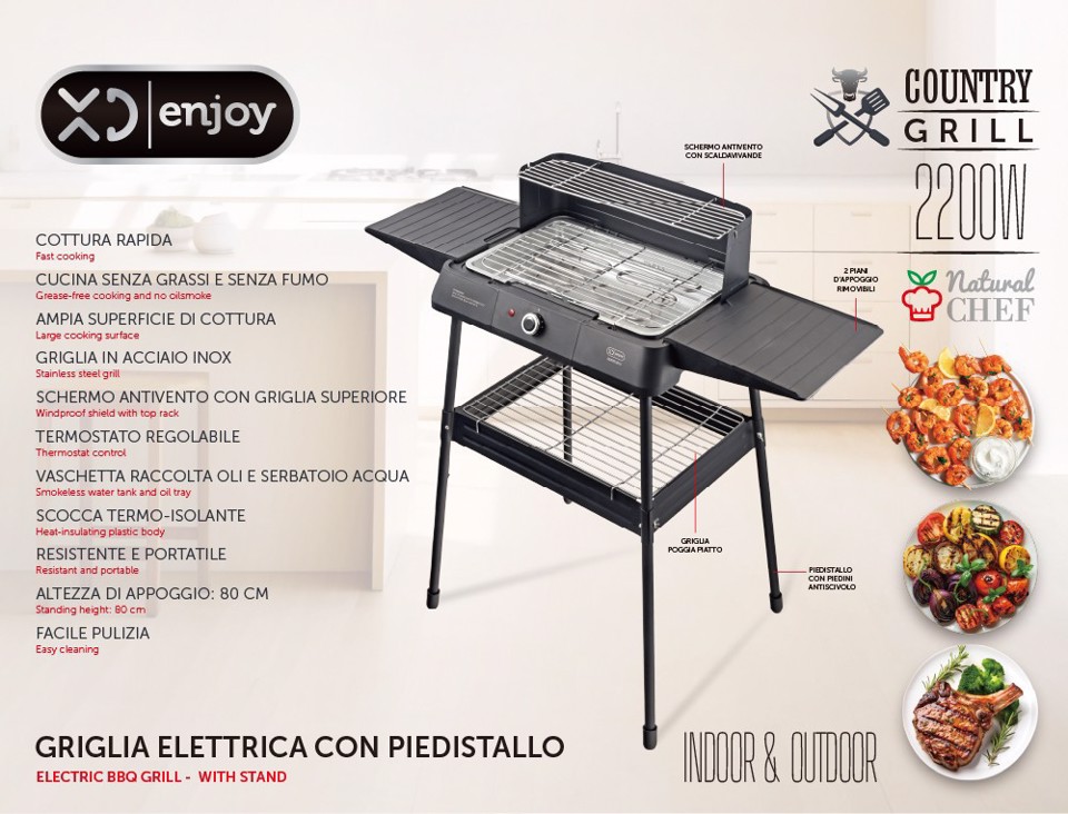 XD Enjoy XDWL1033 Grill Da tavolo Elettrico Grigio scuro 2200 W