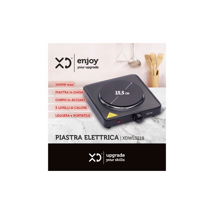 XD Enjoy XDWL3218 piano cottura Nero Superficie piana Piastra sigillata 1 Fornello(i)