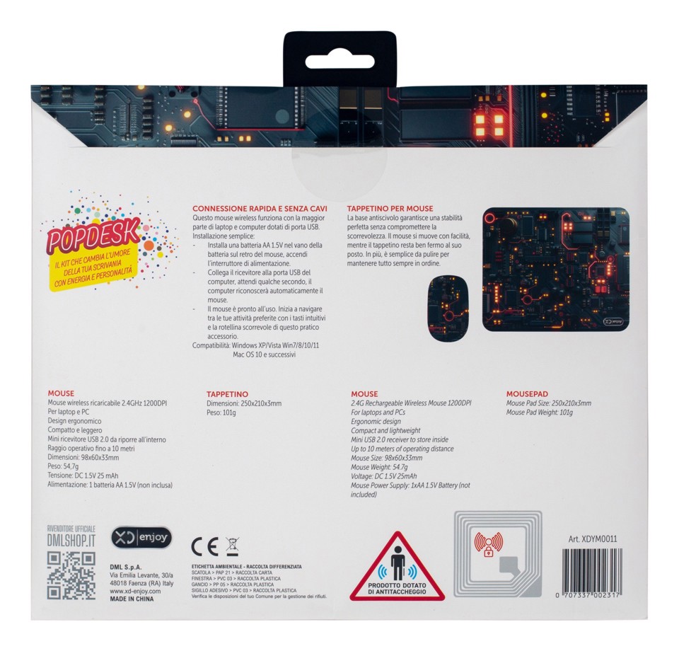 XD Enjoy XDYM0011 mouse Universale Mano destra RF Wireless 1200 DPI