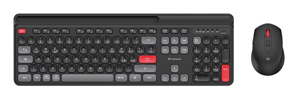 XD Enjoy XDYM2530 tastiera Mouse incluso USB + Bluetooth QWERTY Italiano Nero, Grigio, Rosso