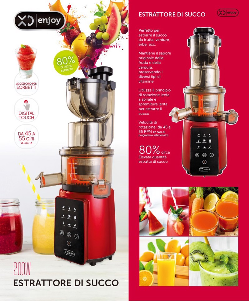 XD Enjoy XDZZ823RED Estrattore di succo Slow Juice 200 W Rosso