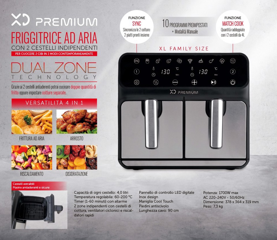 XD Premium Friggitrice Ad Aria Dual Zone
