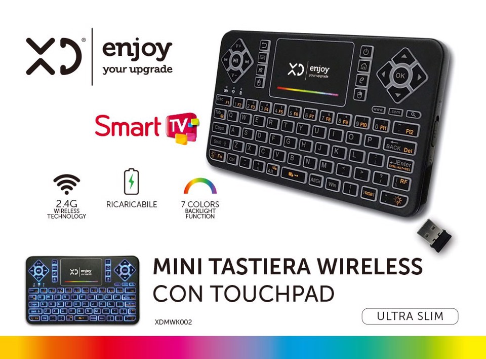XD Enjoy Mini Tastiera Wireless Con Touchpad Ricaricabile