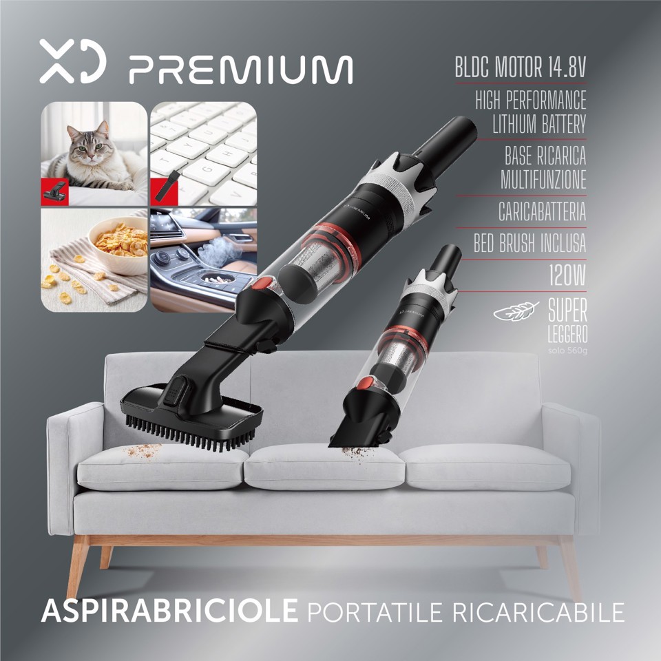 XD Premium Aspirabriciole Portatile Ricaricabile 3 in 1