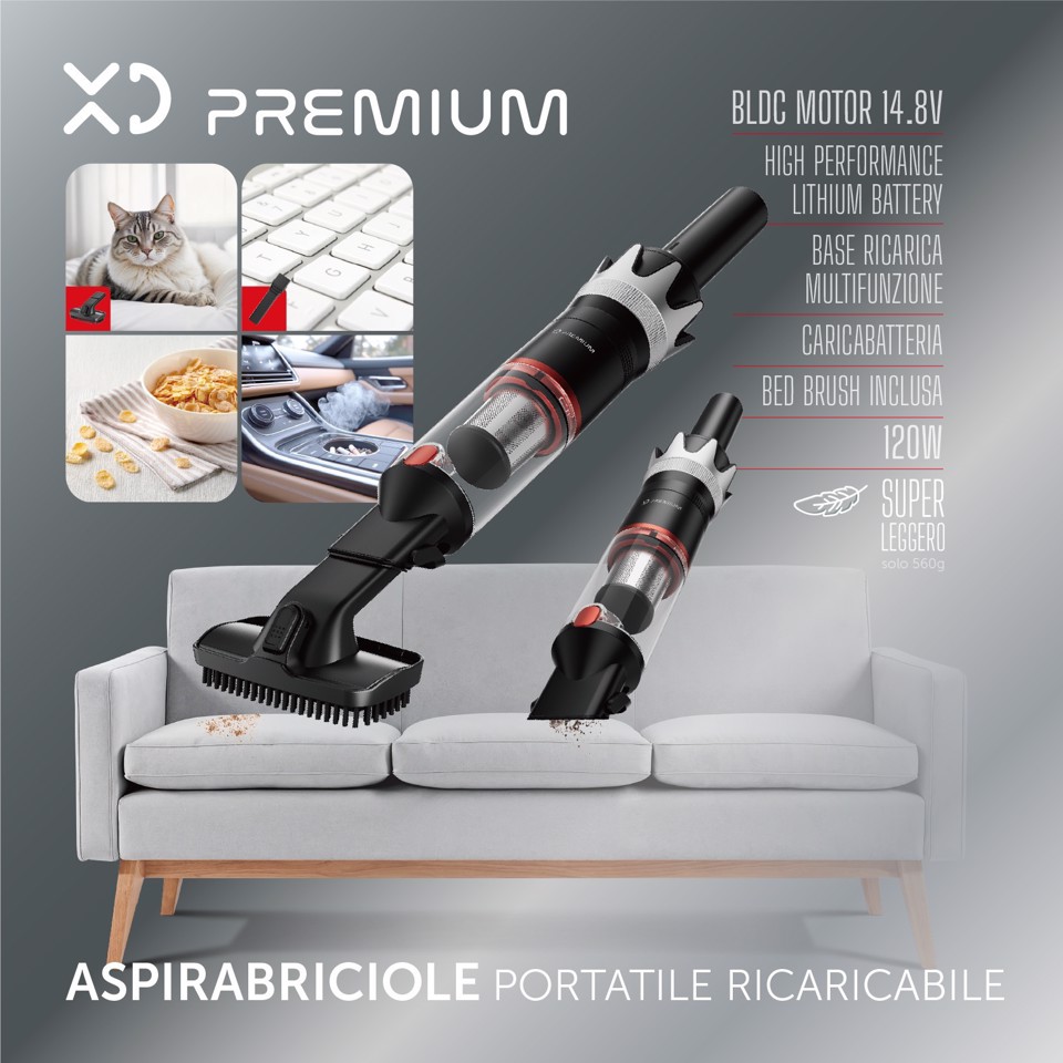 XD Premium Aspirabriciole Portatile Ricaricabile 3 in 1