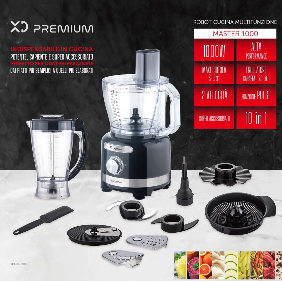 XD Premium Robot Cucina Multifunzione 3L 1000W