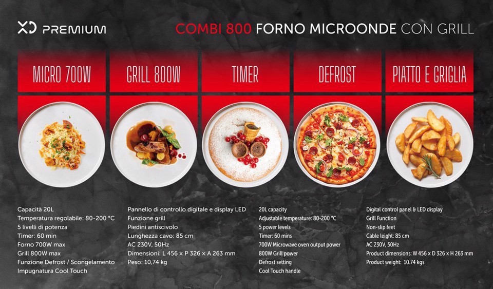 XD Premium XDDWMX70D forno a microonde Argento Microonde con grill Superficie piana 20 L 700 W