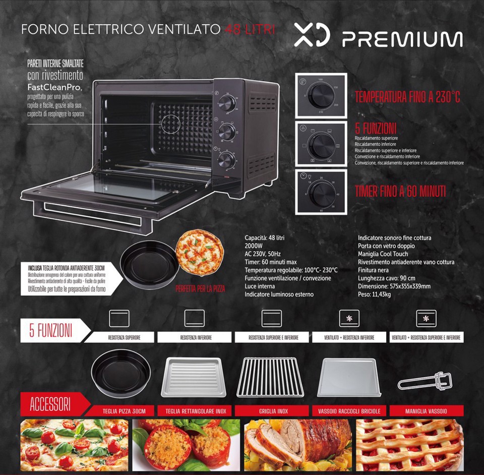 XD Premium XDOMX48 forno 48 L 2000 W Nero