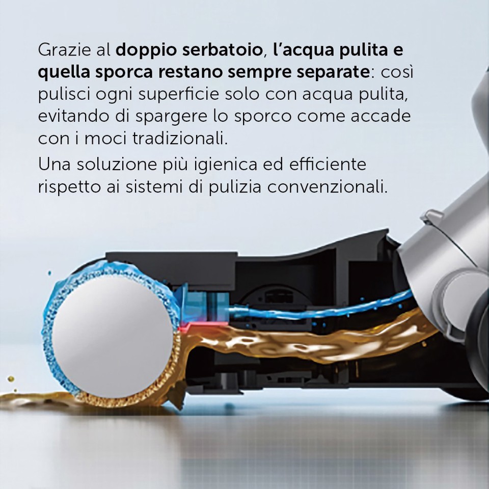 XD Premium Lavapavimenti e scopa elettrica ricaricabile (2 in 1) Secco e bagnato doppio serbatoio fino a 57 minuti di autonomia. XDSWE11M