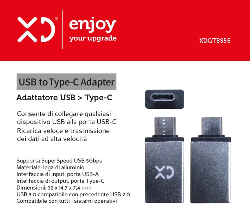 XD Enjoy USB to Type-C Adapter - Adattatore USB > Type-C