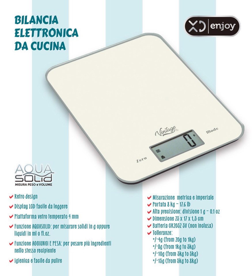 XD Vintage XDCAM9160K bilancia da cucina Crema Superficie piana Rettangolo Bilancia da cucina elettronica