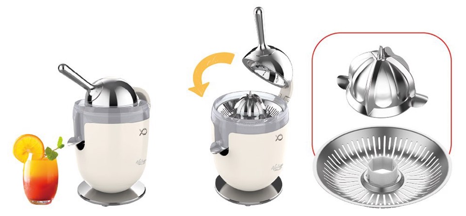 XD Vintage XDHR887CR spremiagrumi elettrico 160 W Avorio, Acciaio inox