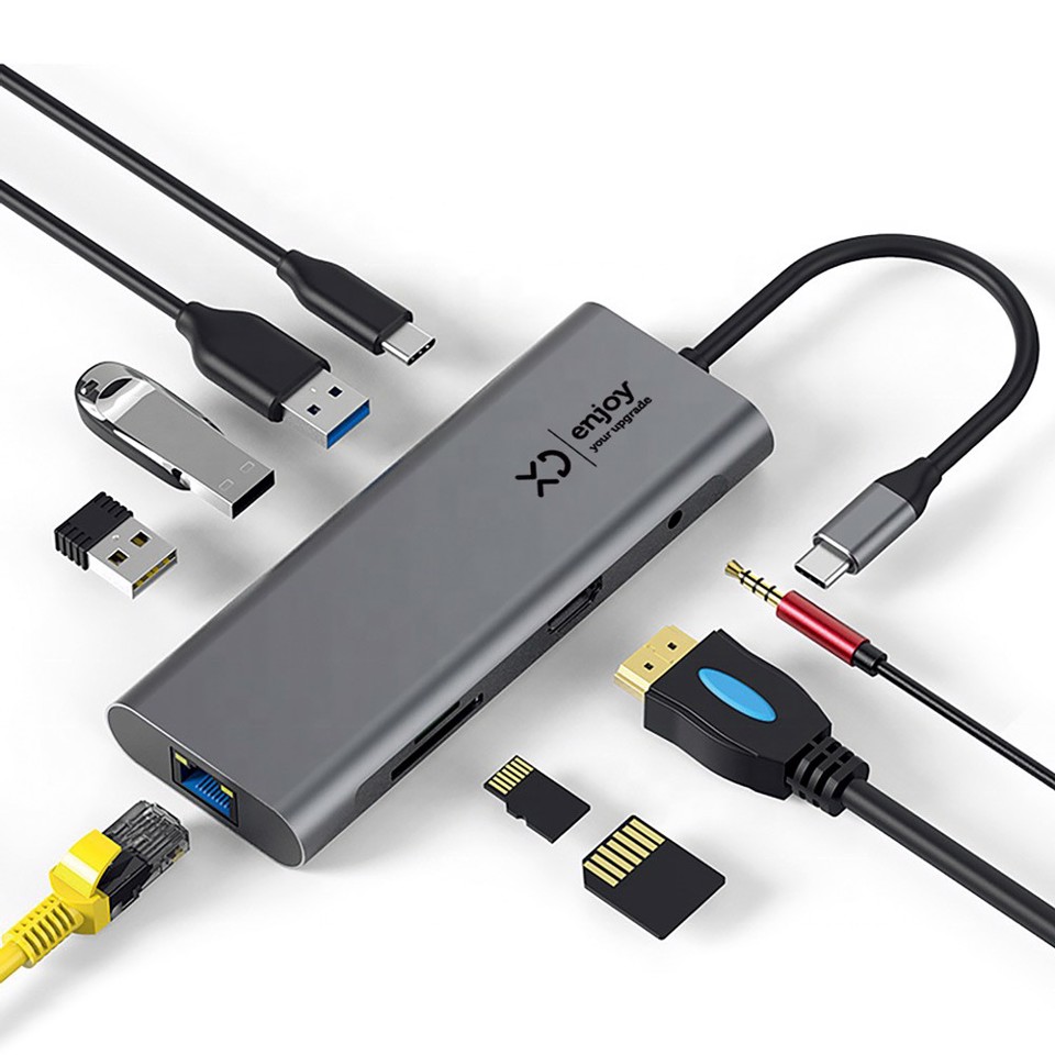 XD Enjoy XDBSHUB9 hub di interfaccia USB 3.2 Gen 1 (3.1 Gen 1) Type-C 5000 Mbit/s Grigio XD Enjoy XDBSHUB9 hub di interfaccia USB 3.2 Gen 1 (3.1 Gen 1) Type-C 5000 Mbit/s Grigio
