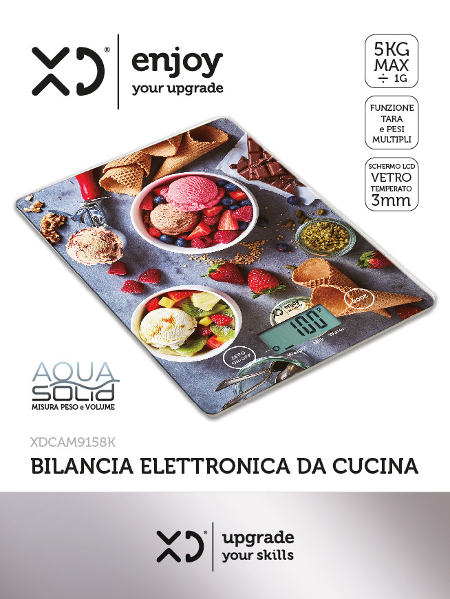 XD Enjoy XDCAM9158K bilancia da cucina Multicolore Superficie piana Rettangolo Bilancia da cucina elettronica