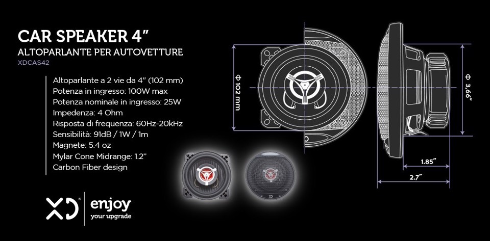 XD Enjoy XDCAS42 altoparlante auto Rotondo 2-vie 100 W 1 pz