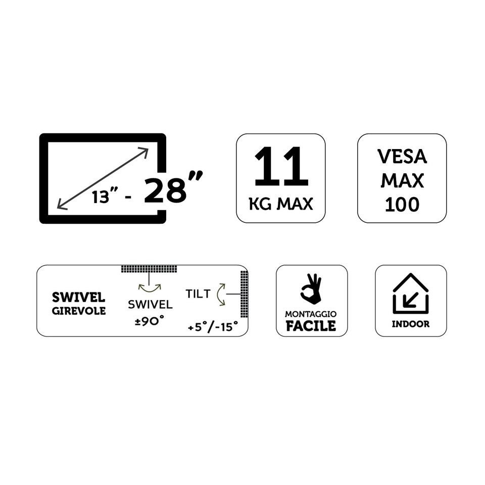 XD Enjoy XDCIM11S Supporto TV a parete 71,1 cm (28") Nero