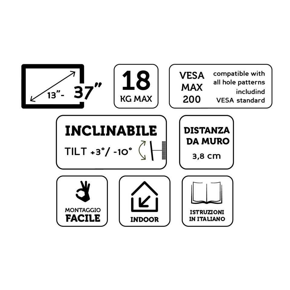 XD Enjoy XDCIM20T Supporto TV a parete 94 cm (37") Nero