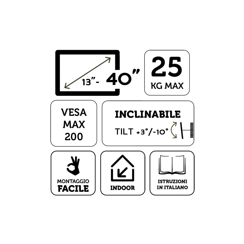 XD Enjoy XDCIM2343T Supporto TV a parete 101,6 cm (40") Nero
