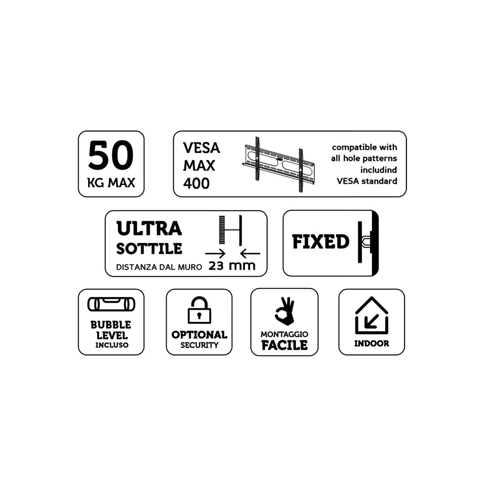 XD Enjoy XDCIM3720 Supporto TV a parete 139,7 cm (55") Nero
