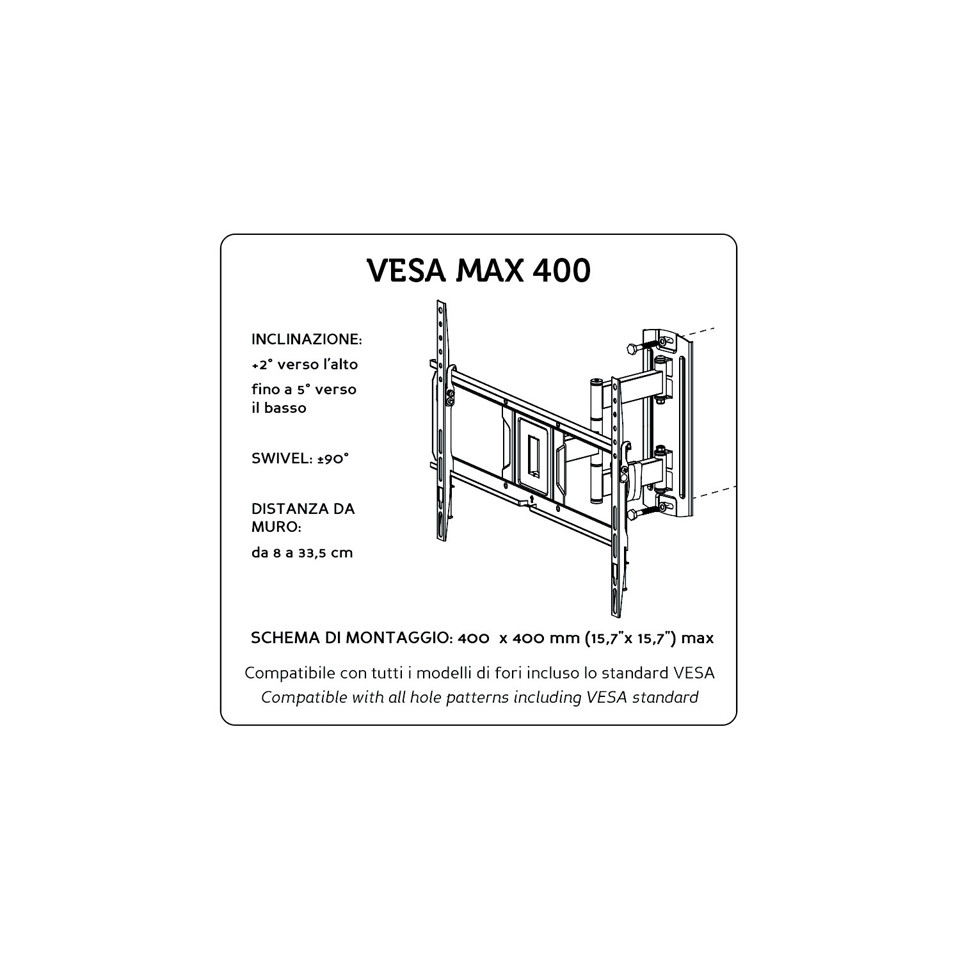 XD Enjoy XDCIM43A Supporto TV a parete 139,7 cm (55") Nero